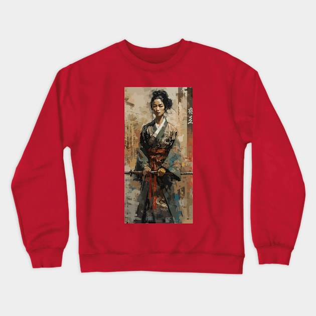 Samurai girl with katana Crewneck Sweatshirt by CatCoconut-Art